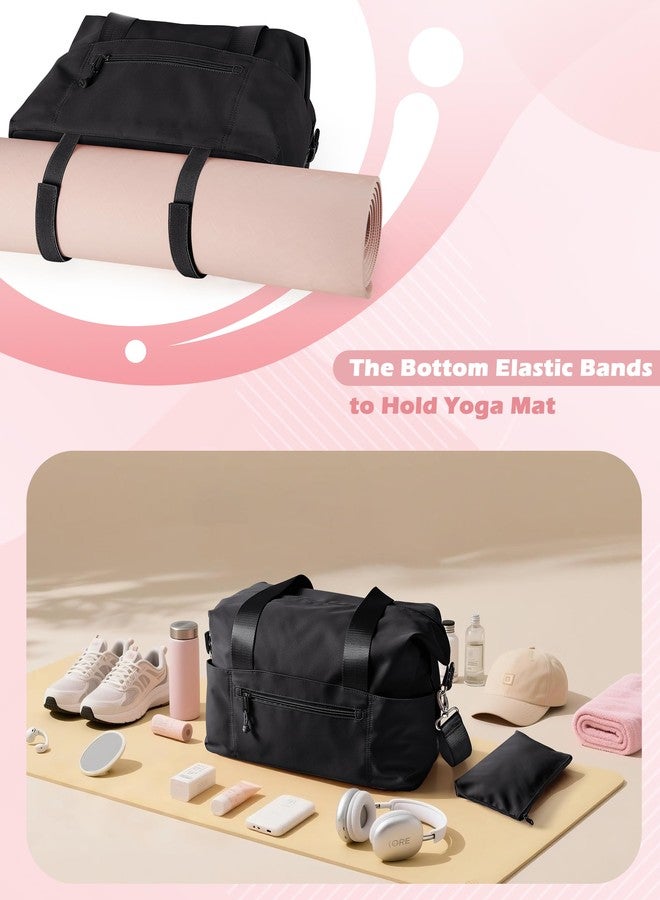 Smasrob Small Gym Bag with Yoga Mat Holder, Wet Pocket and a Separate Pouch, Small Gym Duffle Bag for Women with Detachable Crossbody Shoulder Strap, Black - Image 3